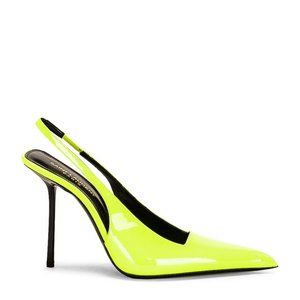 Saint Laurent Kiss 115mm Paloma Slingback Pump Highlighter Yellow Size 39.5